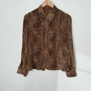 leopard print silk top